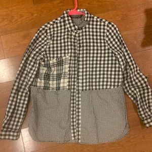 Zara black and white mixed plaid shirt medium